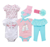 Baby Boy Clothes Set Cotton 6 PCS Bodysuit+Long Pants+Socks+Hats Infant Baby Sets