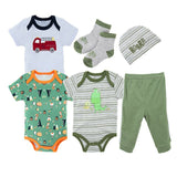 Baby Boy Clothes Set Cotton 6 PCS Bodysuit+Long Pants+Socks+Hats Infant Baby Sets