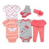 Baby Boy Clothes Set Cotton 6 PCS Bodysuit+Long Pants+Socks+Hats Infant Baby Sets