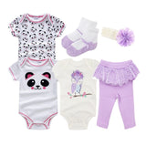 Baby Boy Clothes Set Cotton 6 PCS Bodysuit+Long Pants+Socks+Hats Infant Baby Sets