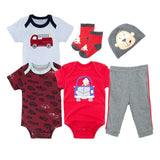 Baby Boy Clothes Set Cotton 6 PCS Bodysuit+Long Pants+Socks+Hats Infant Baby Sets