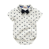 2Pcs Summer Set Cute Newborn Infant Baby Boys Gentleman Outfit Clothes Romper Short Sleeve Tops+Strap Pants