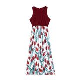 Family Matching Clothes Mother And Daughter Sleeveless Floral Print Maxi Dresses Outfits One Pieces